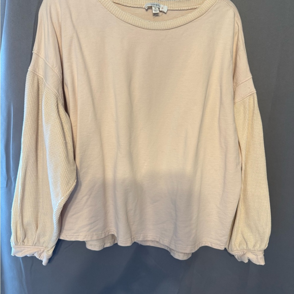 Umgee Women's Cream Textured Sleeve Sweatshirt